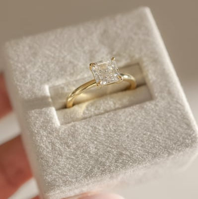 Asscher Solitaire Lab Grown Diamond Engagement Ring