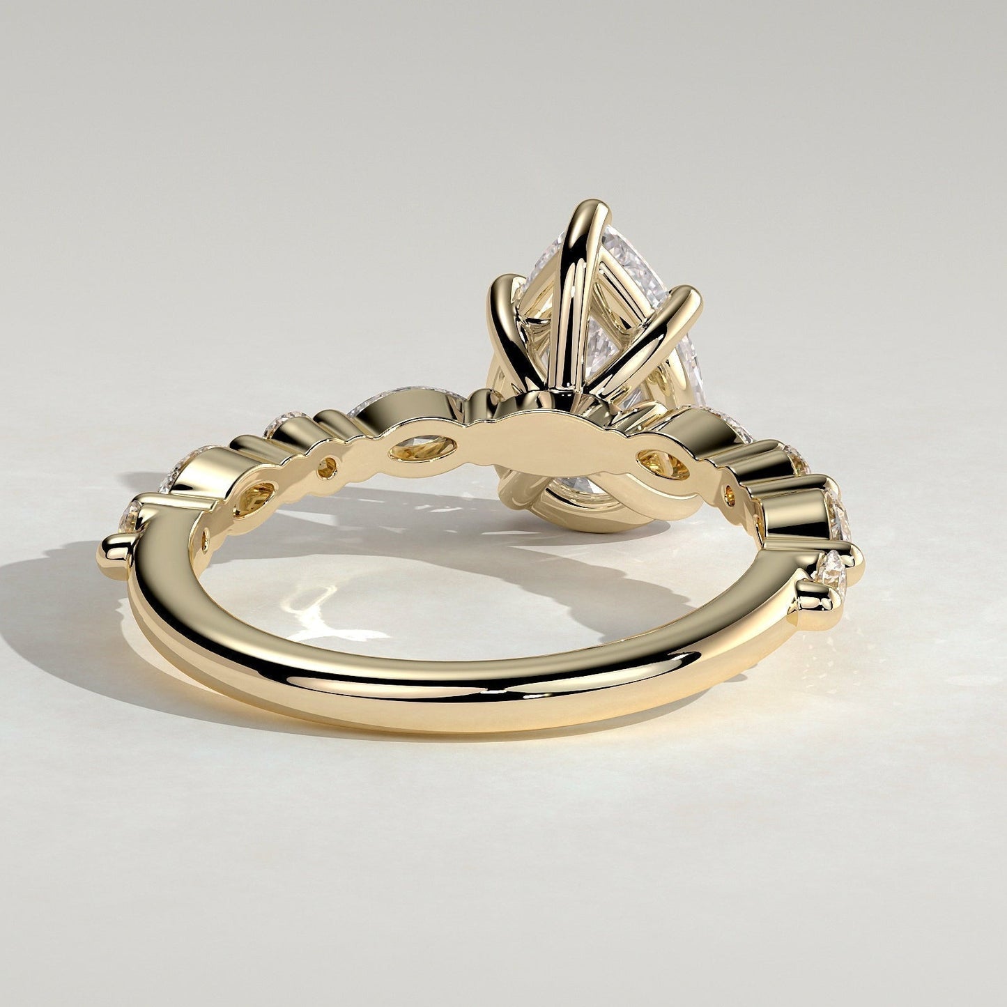 Pear Dainty Pave Lab Grown Diamond Engagement Ring