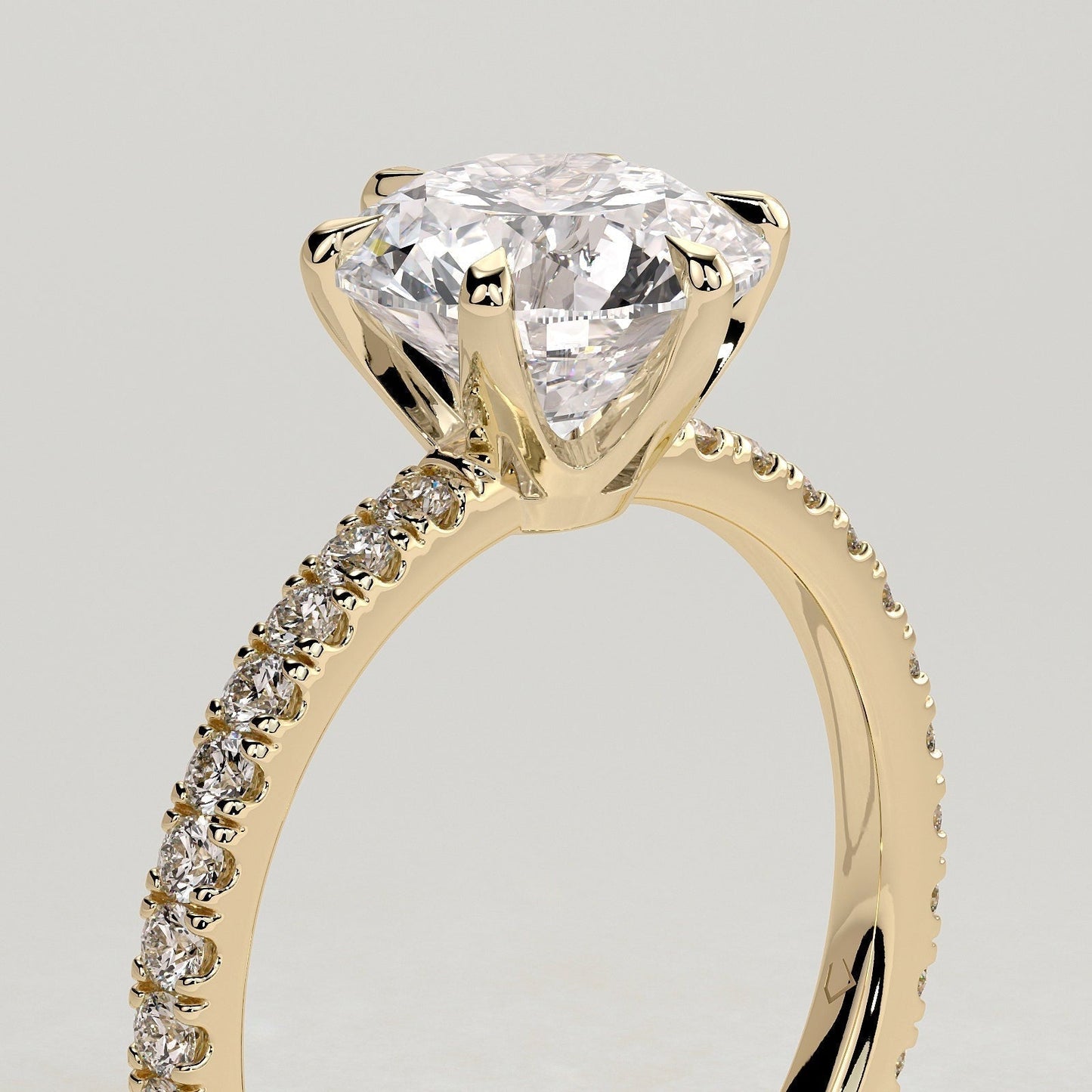 Round Pave Lab Grown Diamond Engagement Ring
