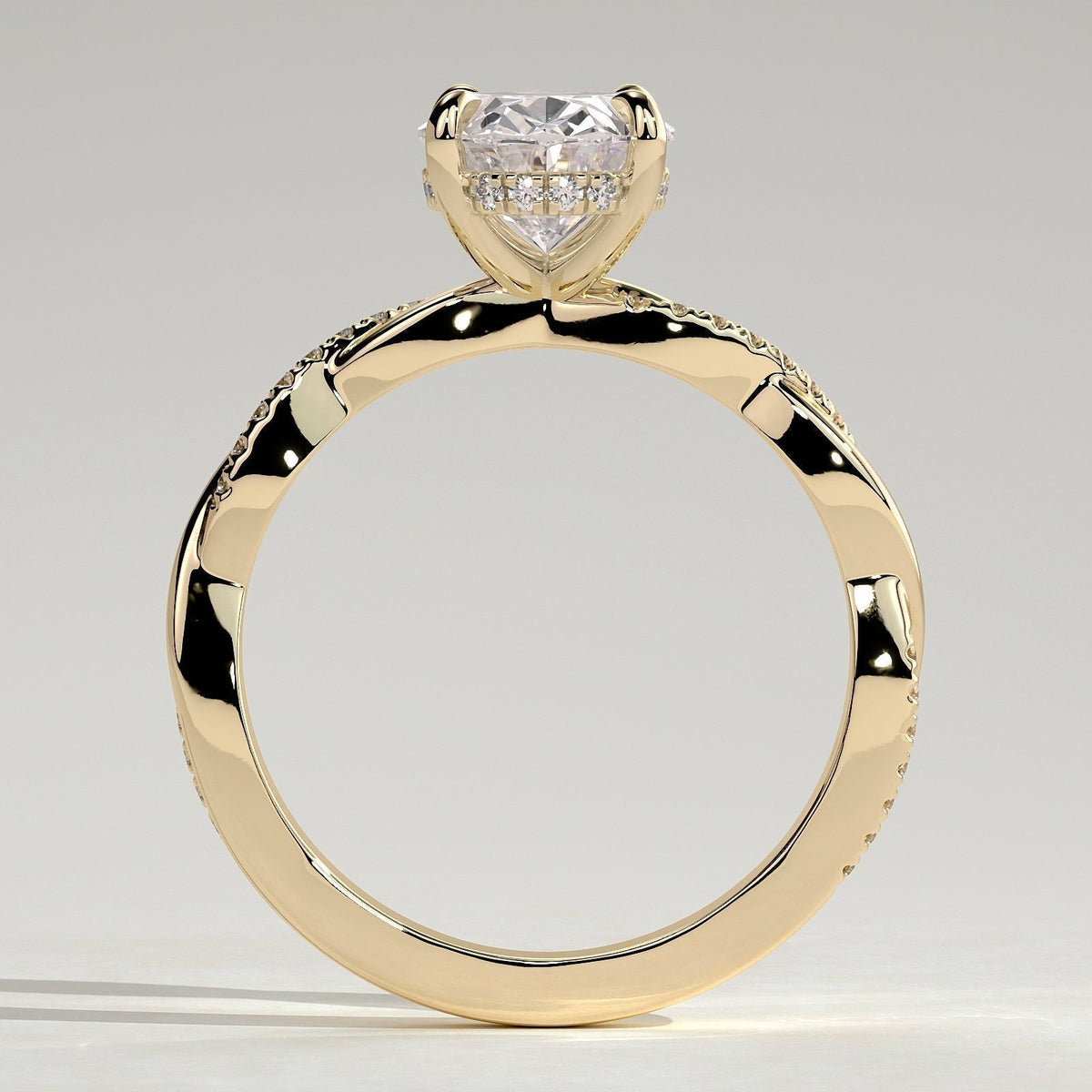 Oval Twisted Pave Lab Grown Diamond Engagement Ring