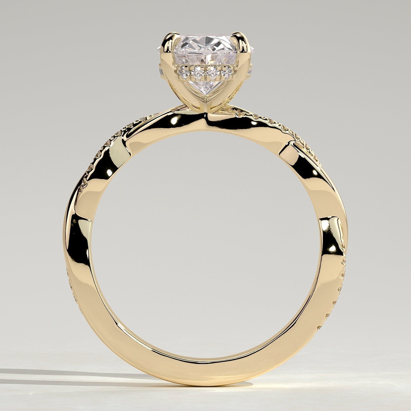 Oval Twisted Pave Lab Grown Diamond Engagement Ring