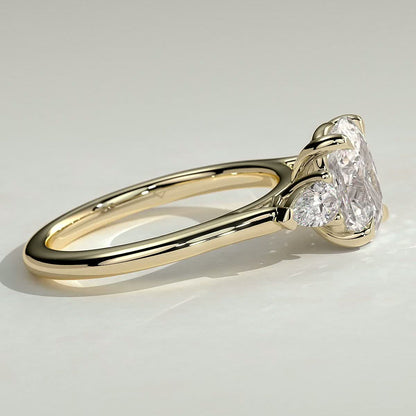 Elongated Cushion Three Stone Lab Grown Diamond Engagement Ring