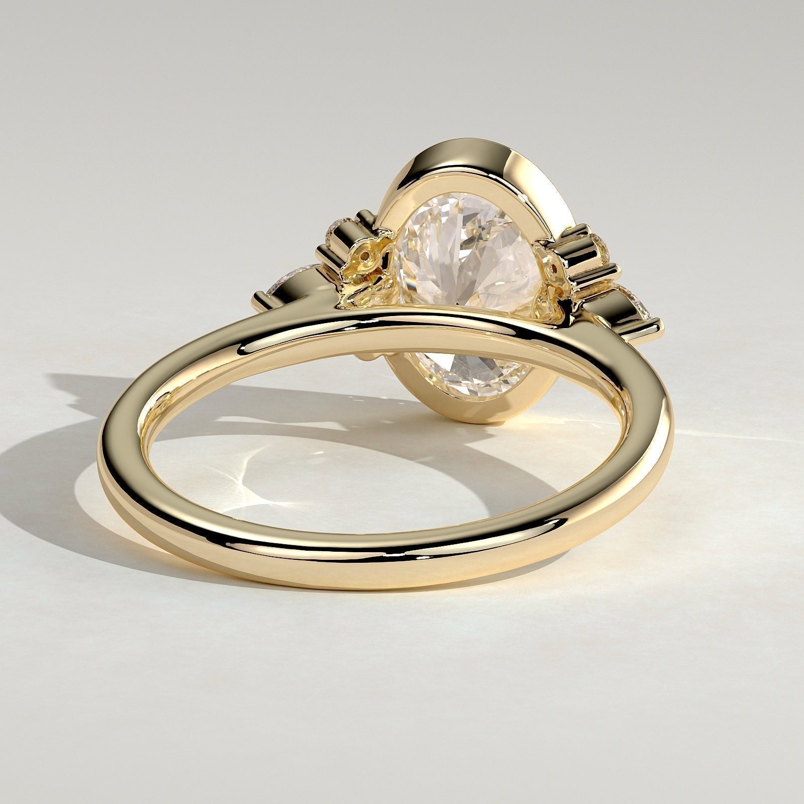 Oval Cluster Bezel Lab Grown Diamond Engagement Ring