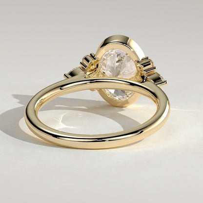 Oval Cluster Bezel Lab Grown Diamond Engagement Ring