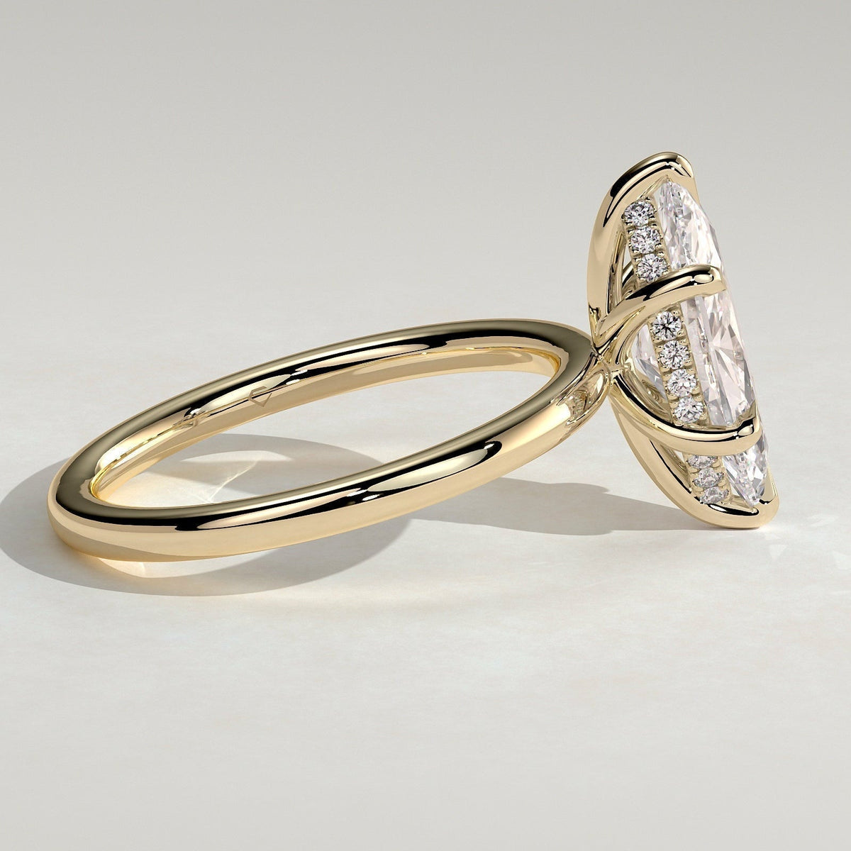 Marquise Hidden Halo Lab Grown Diamond Engagement Ring