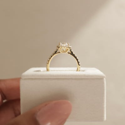 Pear Halo & Pave Lab Grown Diamond Engagement Ring