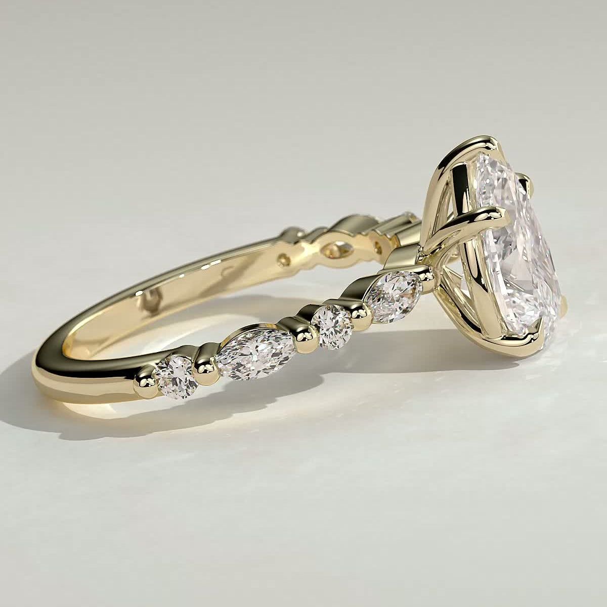 Pear Dainty Pave Lab Grown Diamond Engagement Ring