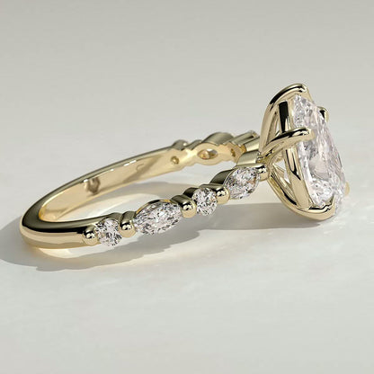 Pear Dainty Pave Lab Grown Diamond Engagement Ring