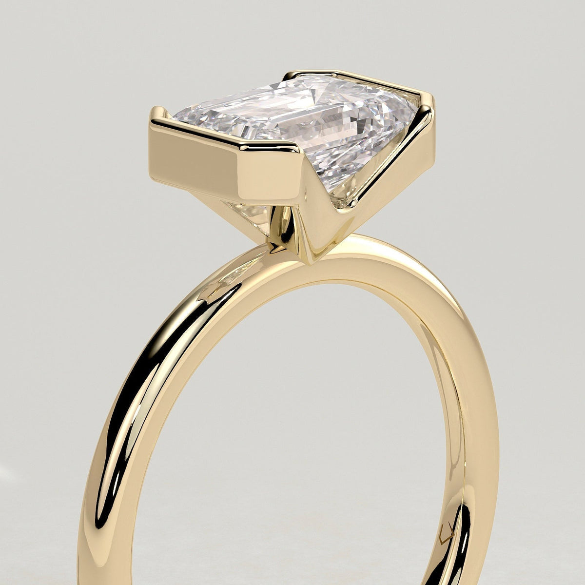 Emerald Solitaire Lab Grown Diamond Engagement Ring