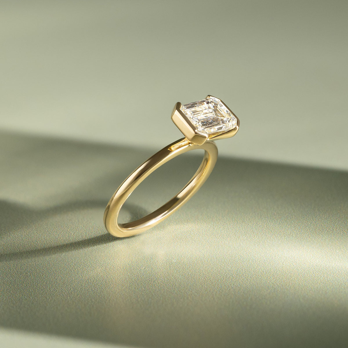 Emerald Solitaire Lab Grown Diamond Engagement Ring
