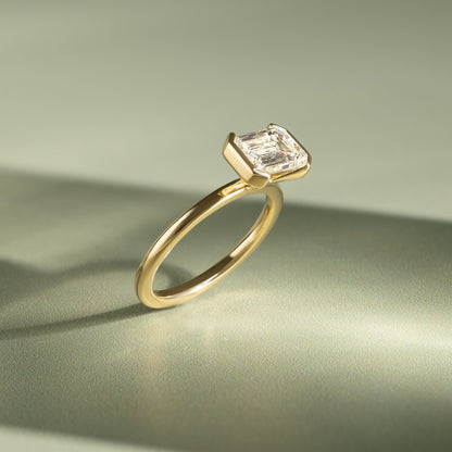 Emerald Solitaire Lab Grown Diamond Engagement Ring
