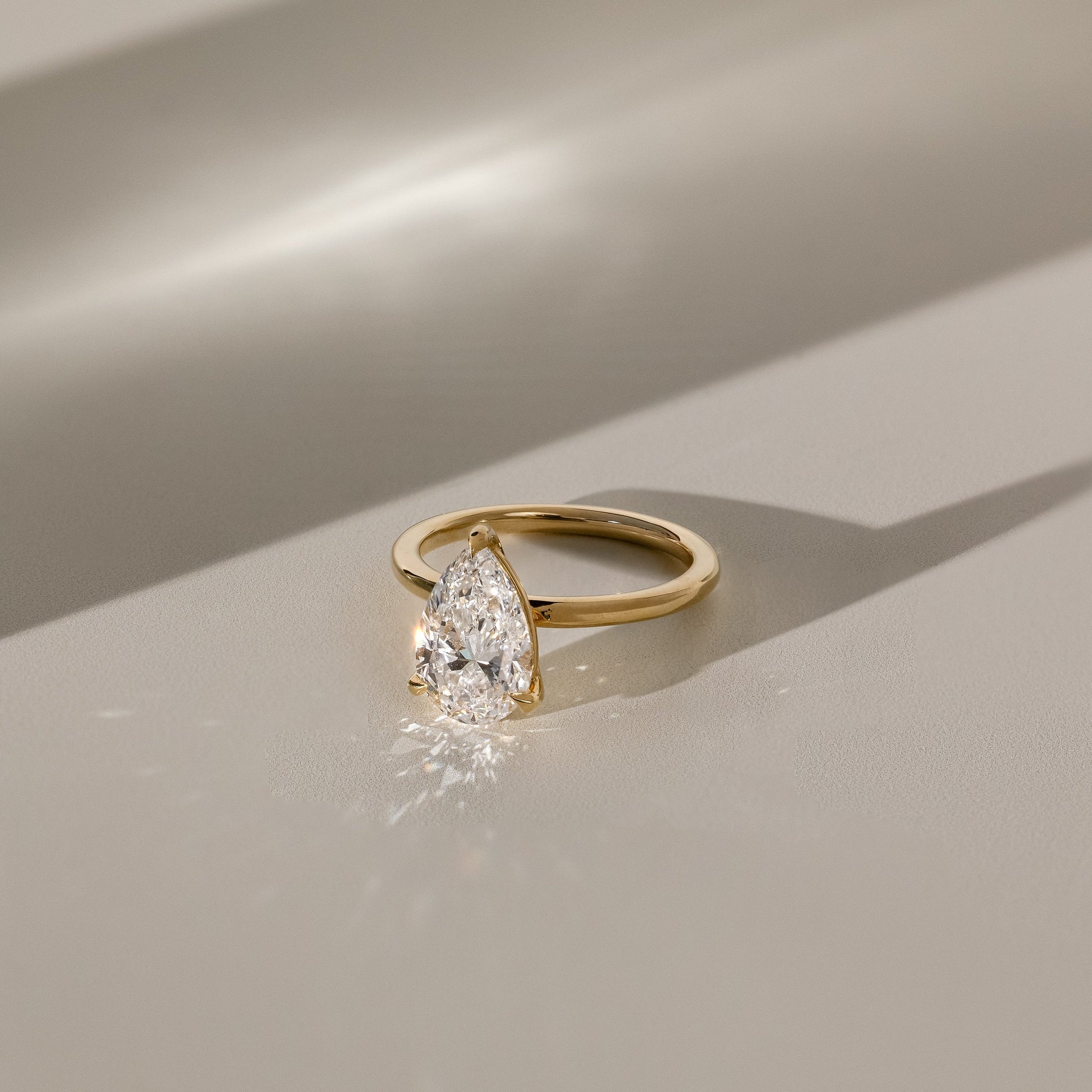 Pear Solitaire Lab Grown Diamond Engagement Ring