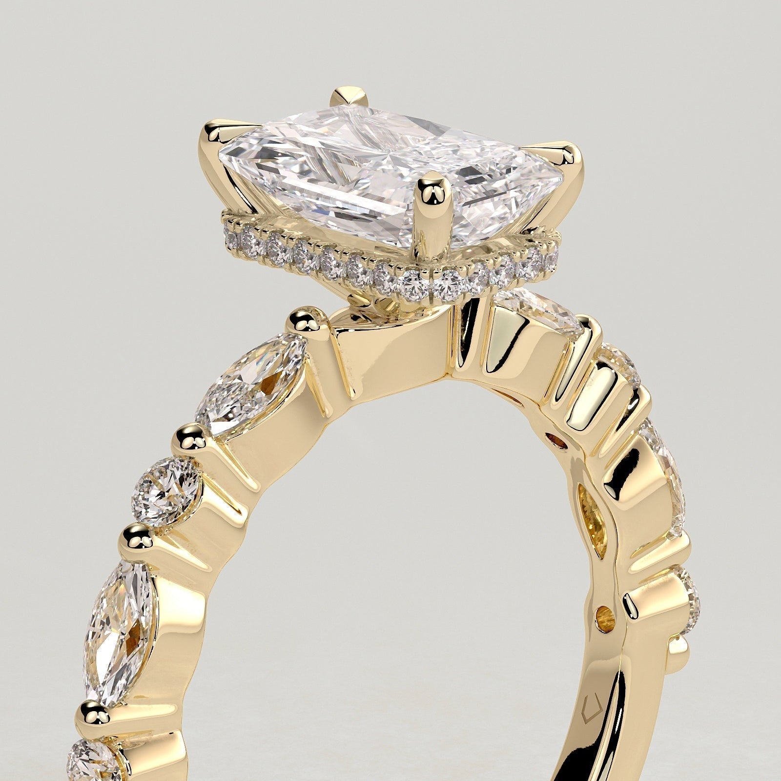 Radiant Hidden Halo Lab Grown Diamond Engagement Ring