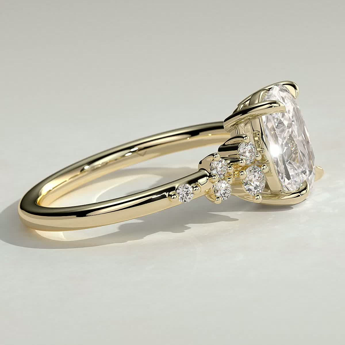 Elongated Cushion Cluster Lab Grown Diamond Engagement Ring