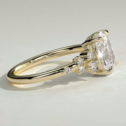 Elongated Cushion Cluster Lab Grown Diamond Engagement Ring