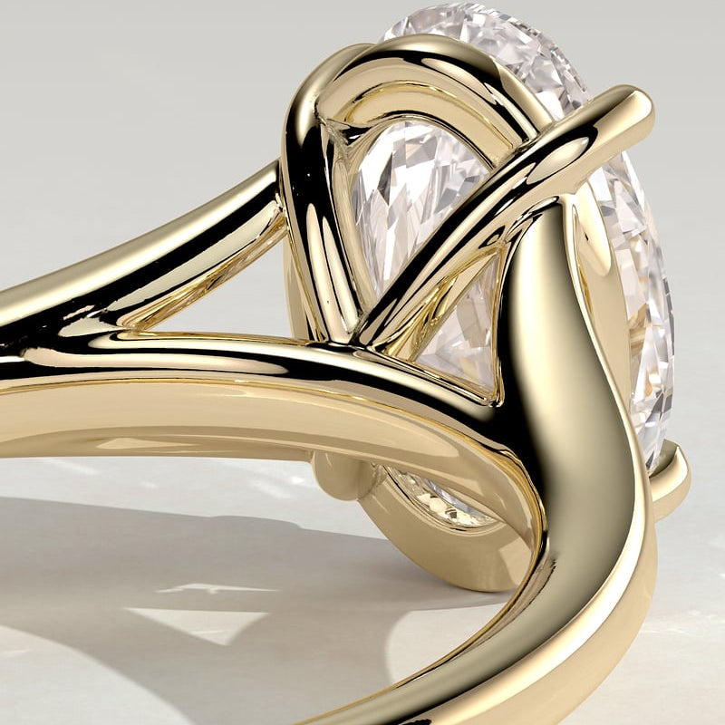 Oval Solitaire Split Shank Lab Grown Diamond Engagement Ring