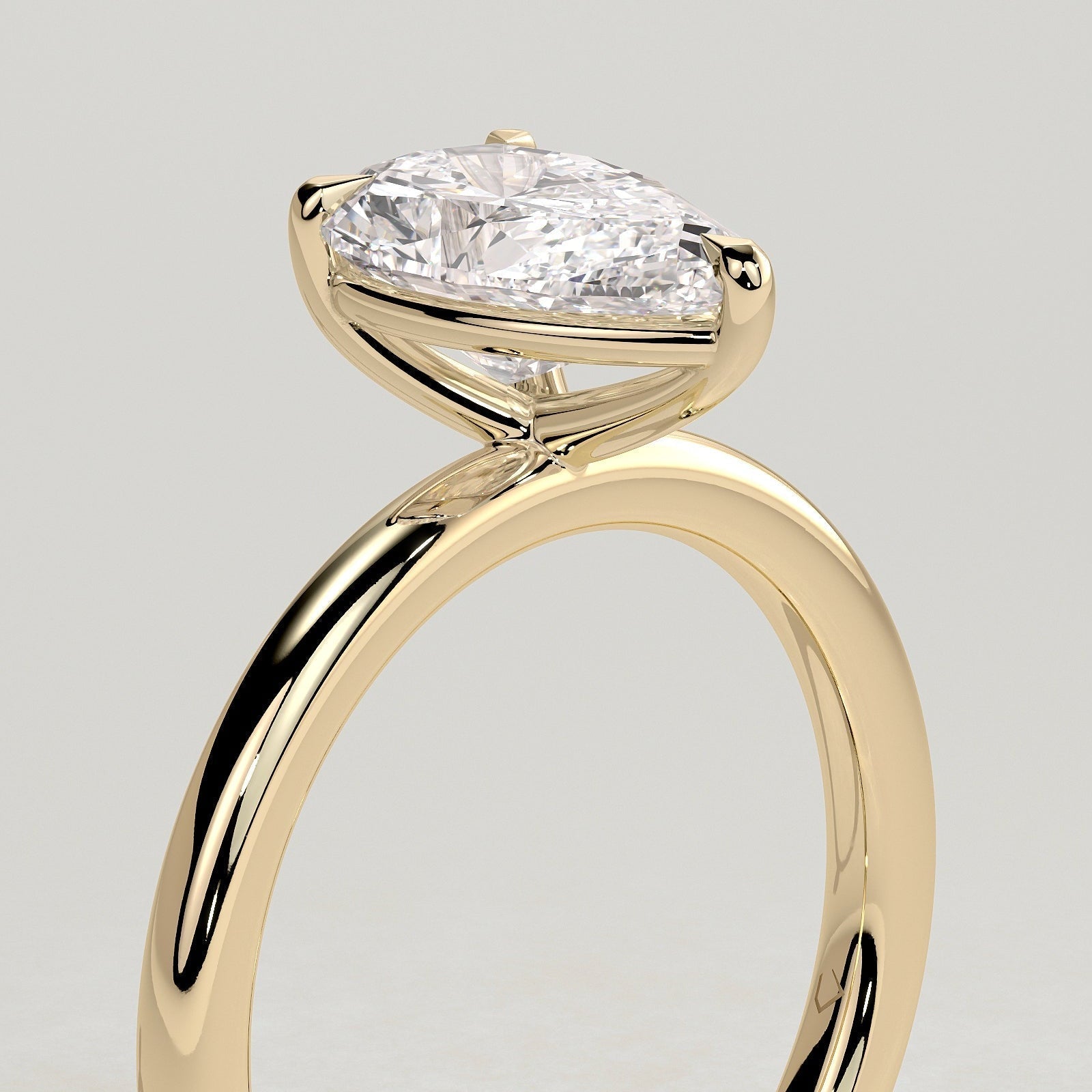 Pear Solitaire Lab Grown Diamond Engagement Ring