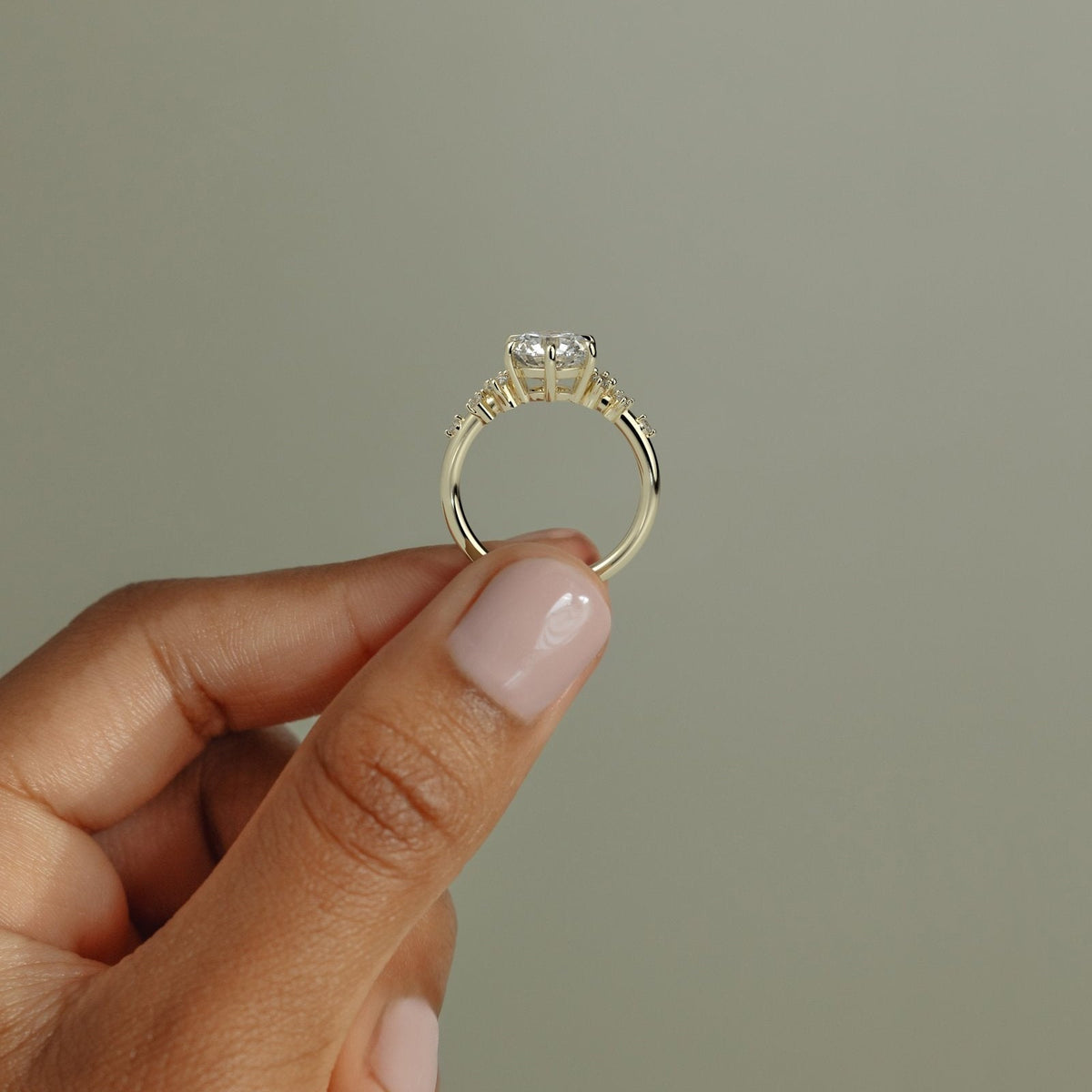 Round Cluster Lab Grown Diamond Engagement Ring