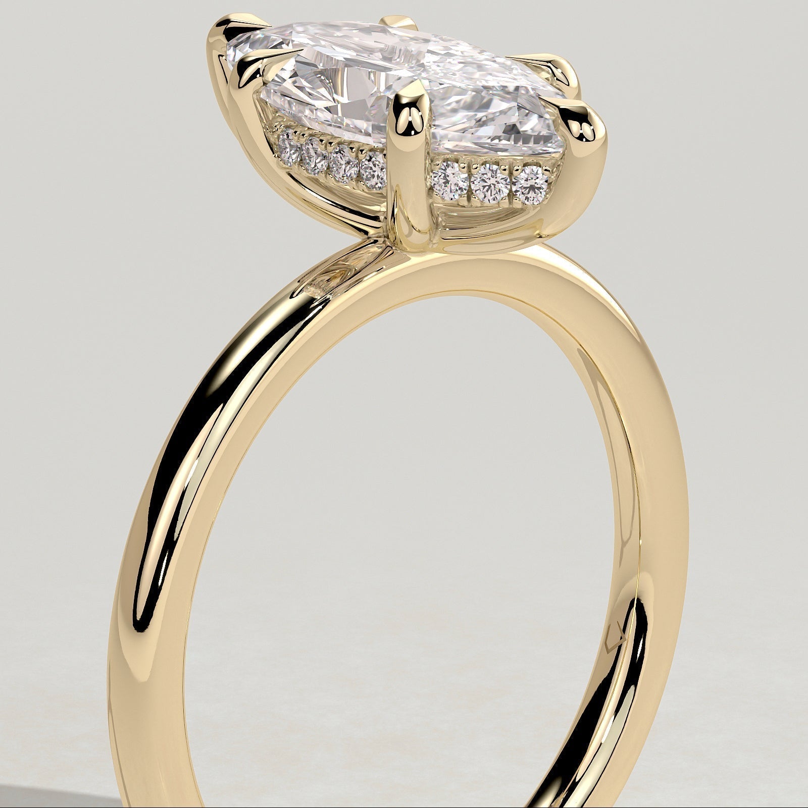 Marquise Hidden Halo Lab Grown Diamond Engagement Ring