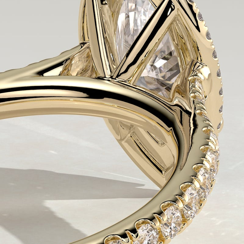 Marquise Halo & Pave Lab Grown Diamond Engagement Ring