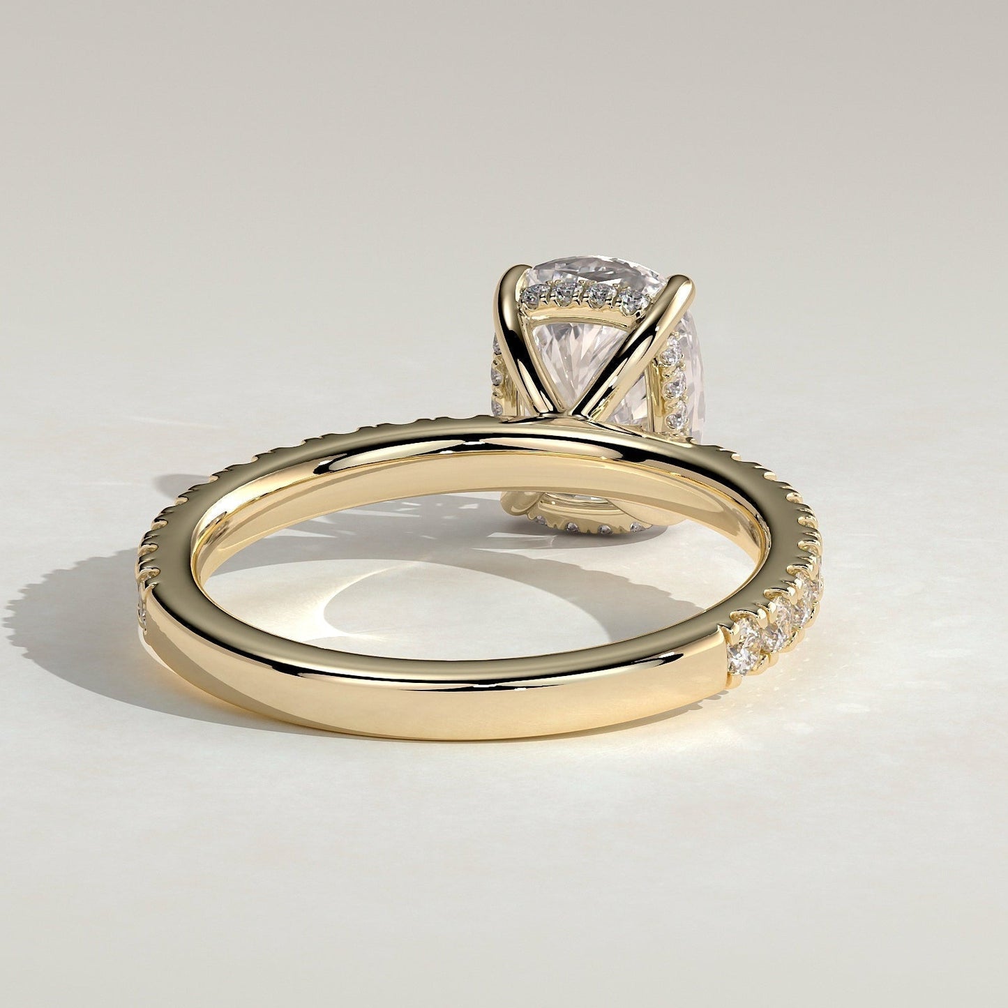 Elongated Cushion Pave Lab Grown Diamond Engagement Ring