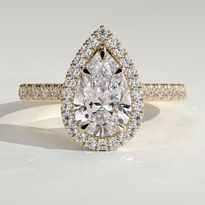Pear Halo & Pave Lab Grown Diamond Engagement Ring