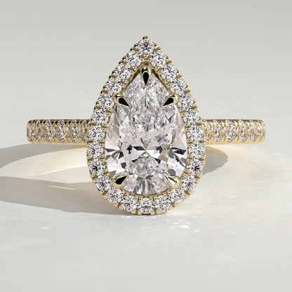 Pear Halo & Pave Lab Grown Diamond Engagement Ring