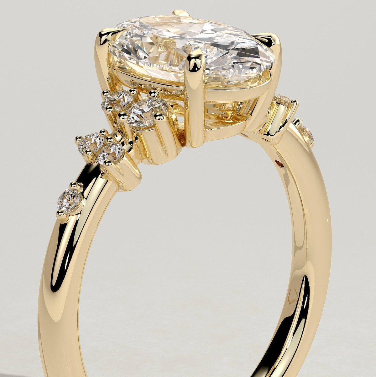 Oval Cluster Lab Grown Diamond Engagement Ring