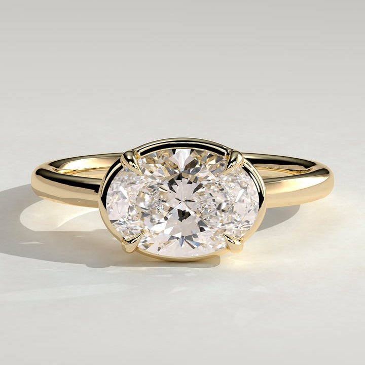 Oval Bezel Solitaire Lab Grown Diamond Engagement Ring