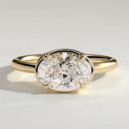Oval Bezel Solitaire Lab Grown Diamond Engagement Ring