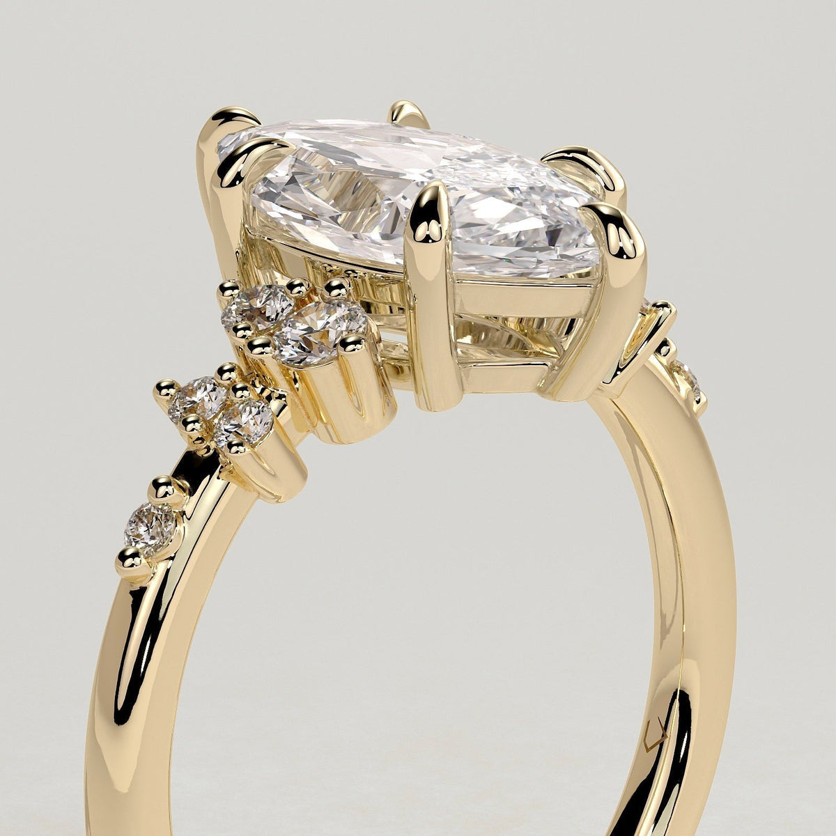 Marquise Cluster Lab Grown Diamond Engagement Ring