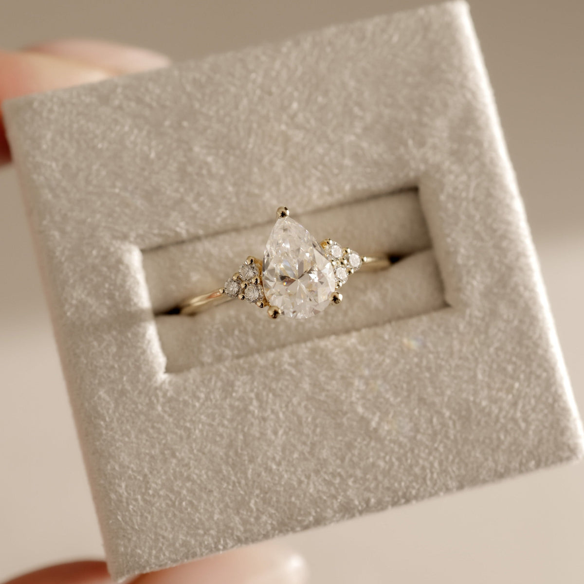 Pear Cluster Lab Grown Diamond Engagement Ring