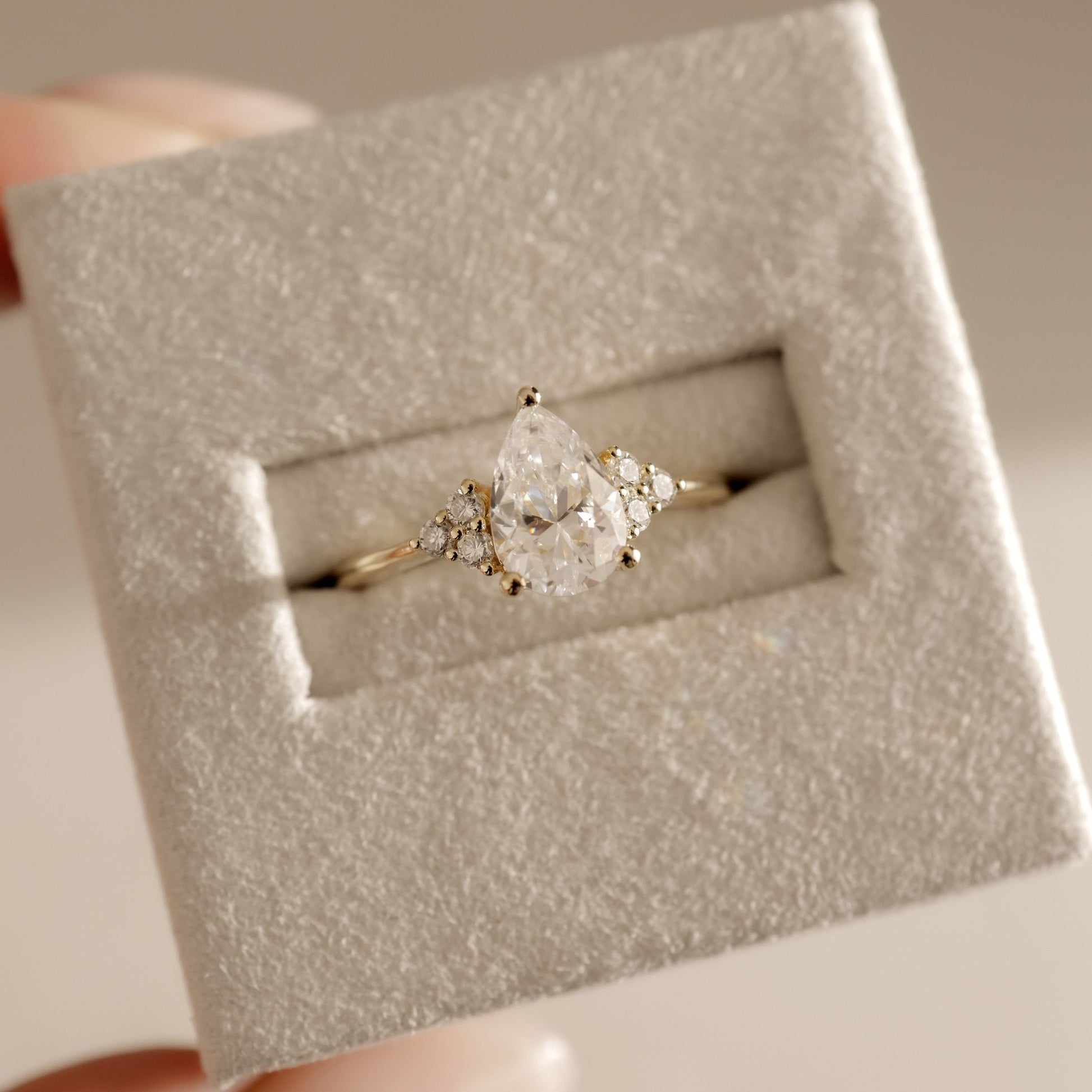 Pear Cluster Lab Grown Diamond Engagement Ring