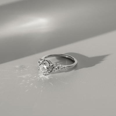 Round Cluster Lab Grown Diamond Engagement Ring