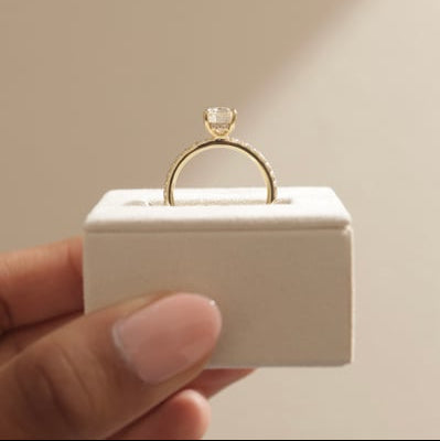 Elongated Cushion Pave Lab Grown Diamond Engagement Ring