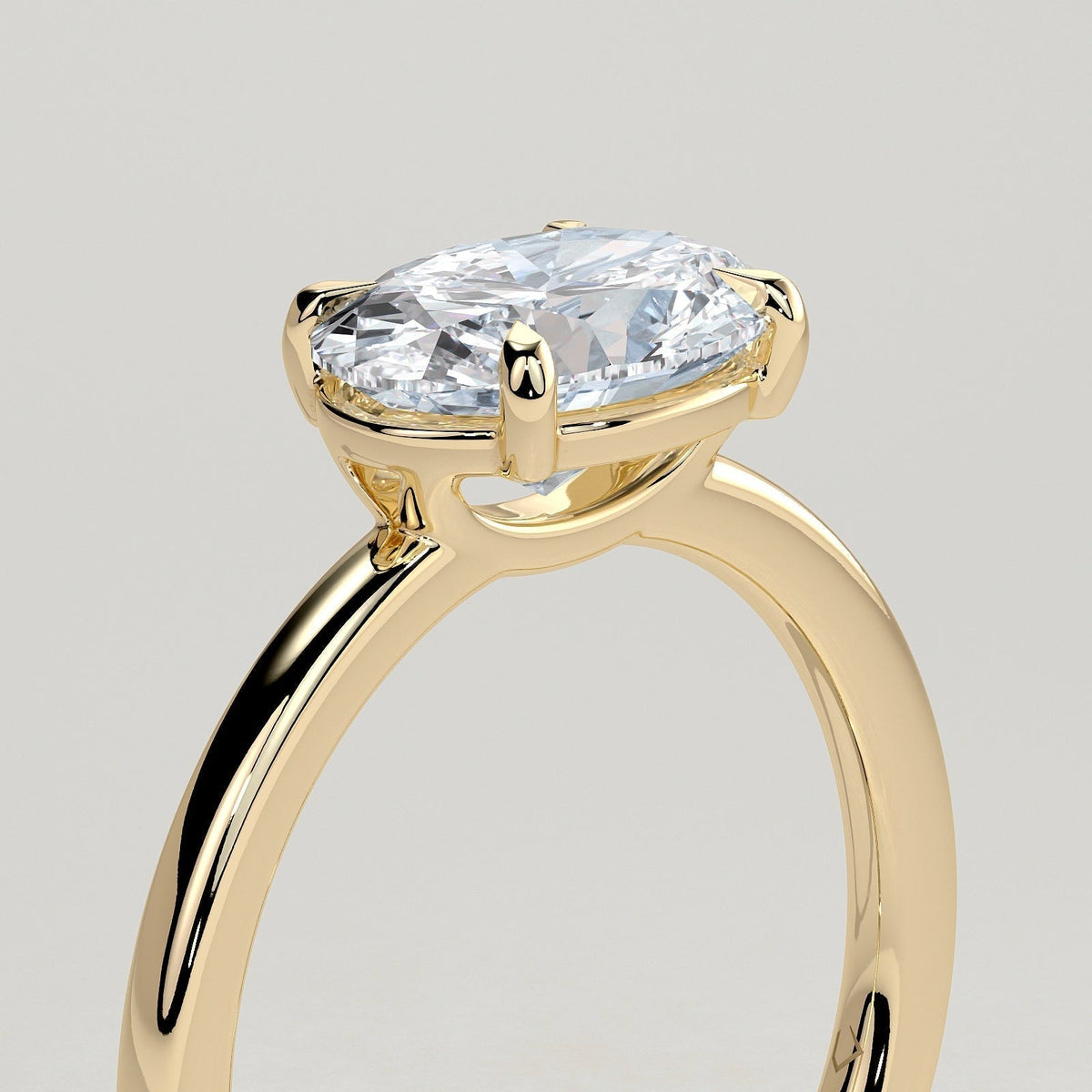 East West Oval Solitaire Lab Grown Diamond Engagement Ring