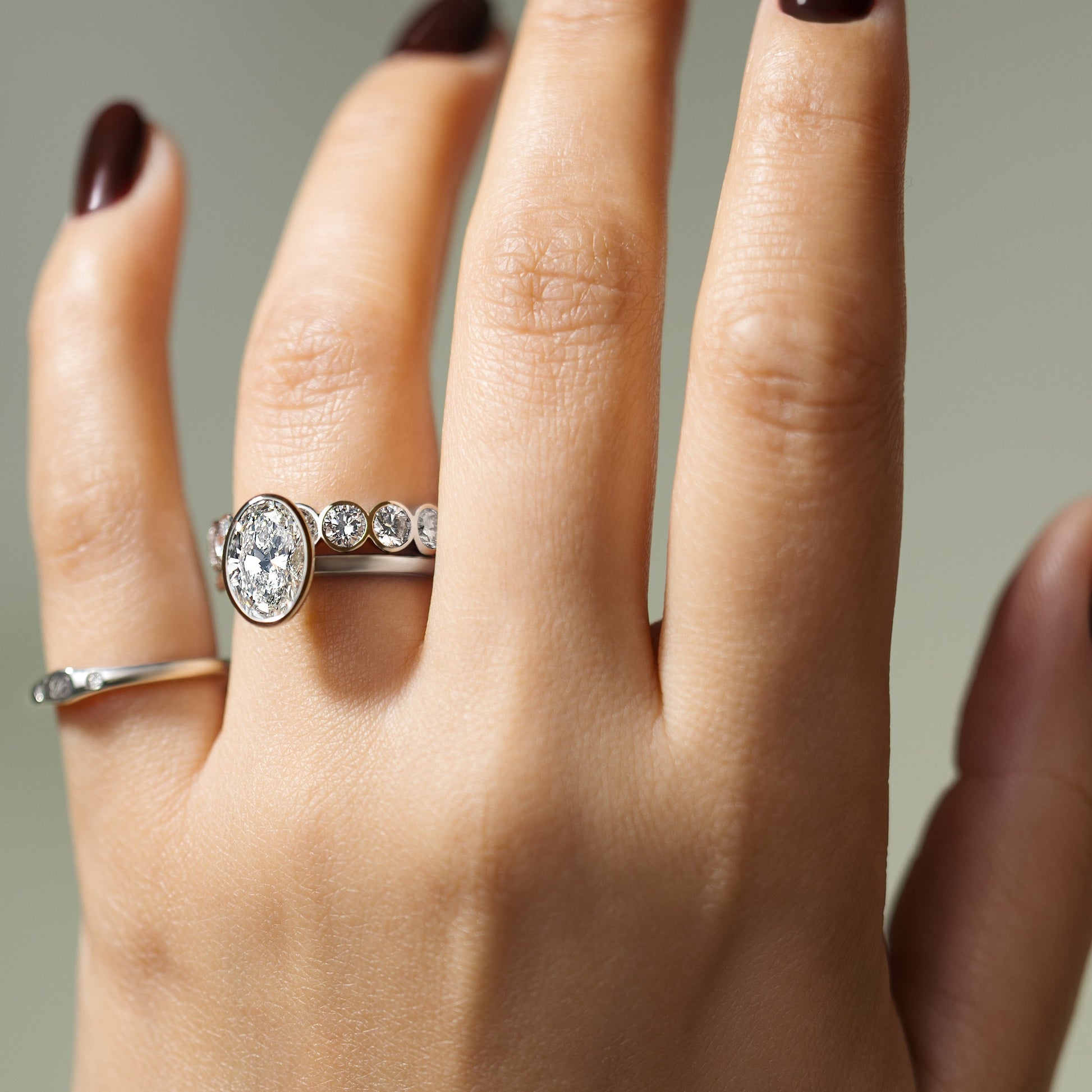 Oval Bezel Solitaire Lab Grown Diamond Engagement Ring