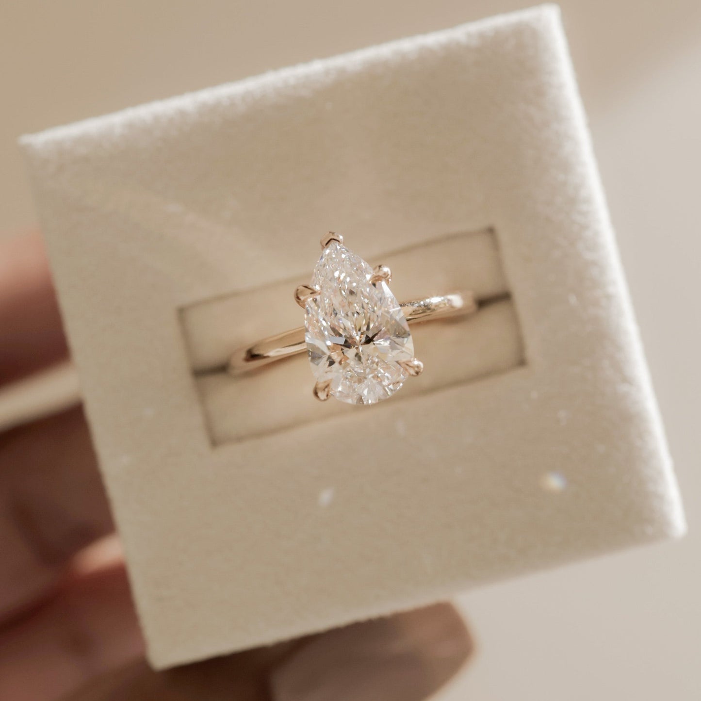 Pear Hidden Halo Lab Grown Diamond Engagement Ring