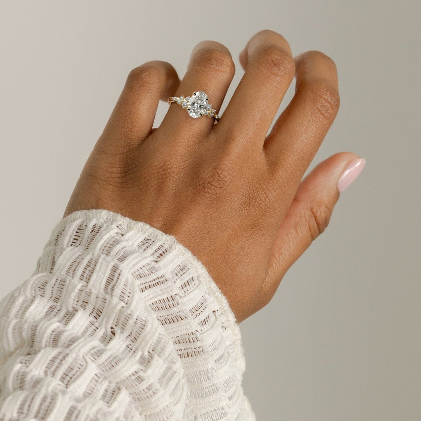 Oval Cluster Lab Grown Diamond Engagement Ring