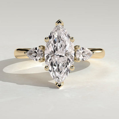 Marquise Three Stone Lab Grown Diamond Engagement Ring