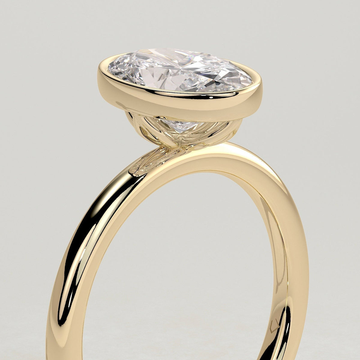 Oval Bezel Solitaire Lab Grown Diamond Engagement Ring