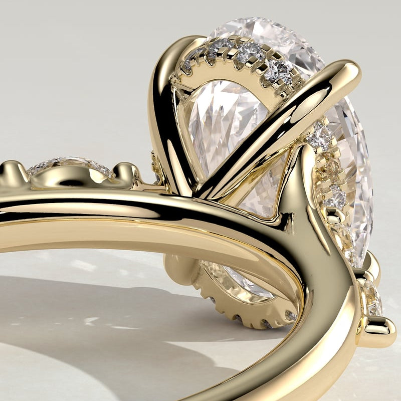 Oval Hidden Halo & Pave Lab Grown Diamond Engagement Ring