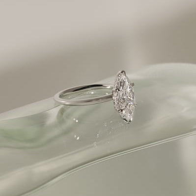Marquise Hidden Halo Lab Grown Diamond Engagement Ring