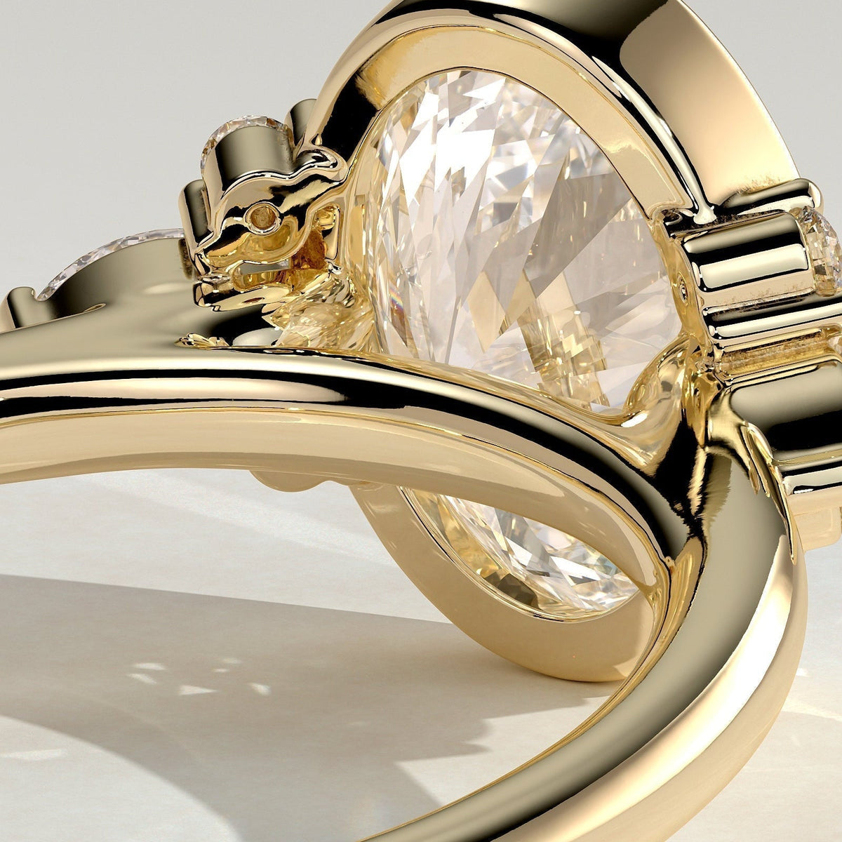 Oval Cluster Bezel Lab Grown Diamond Engagement Ring
