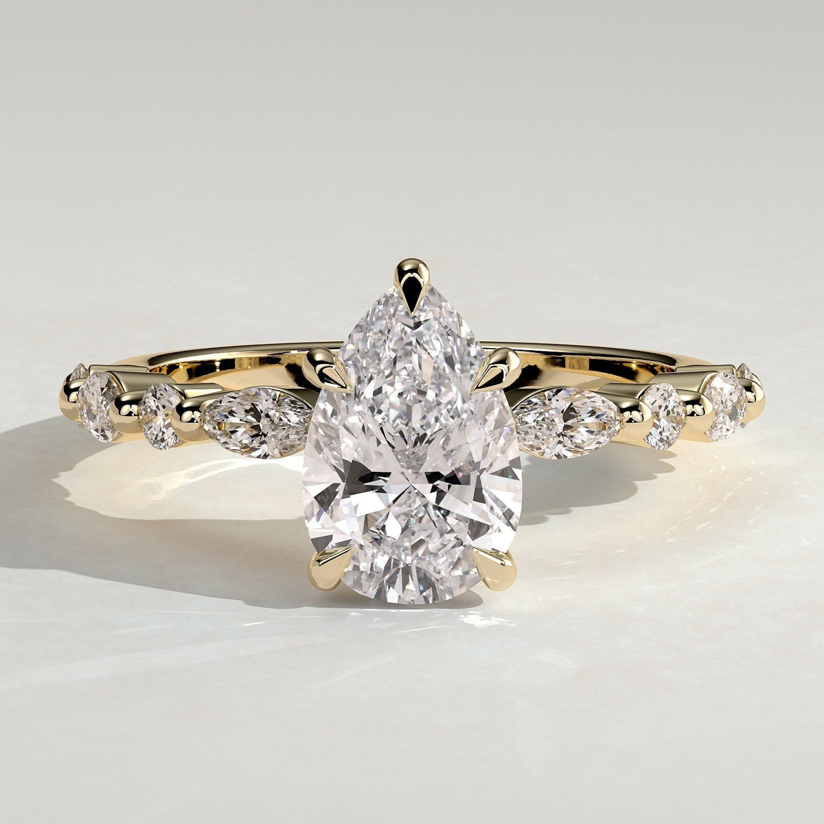 Pear Dainty Pave Lab Grown Diamond Engagement Ring