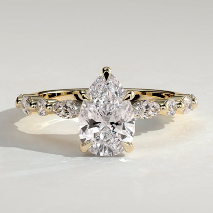 Pear Dainty Pave Lab Grown Diamond Engagement Ring