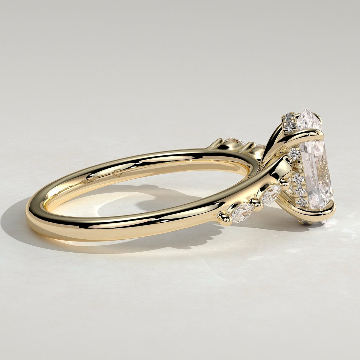 Oval Hidden Halo & Pave Lab Grown Diamond Engagement Ring