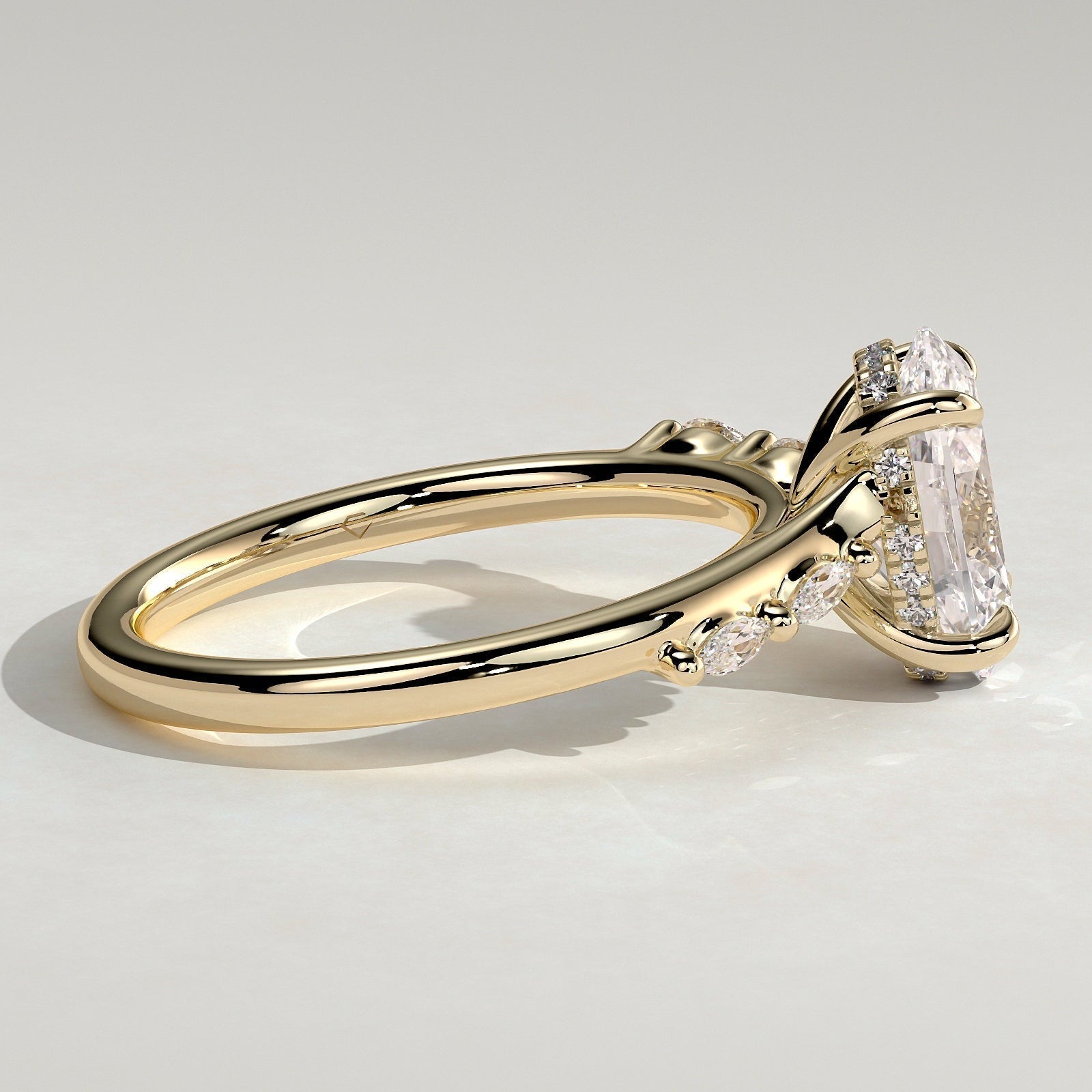 Oval Hidden Halo & Pave Lab Grown Diamond Engagement Ring