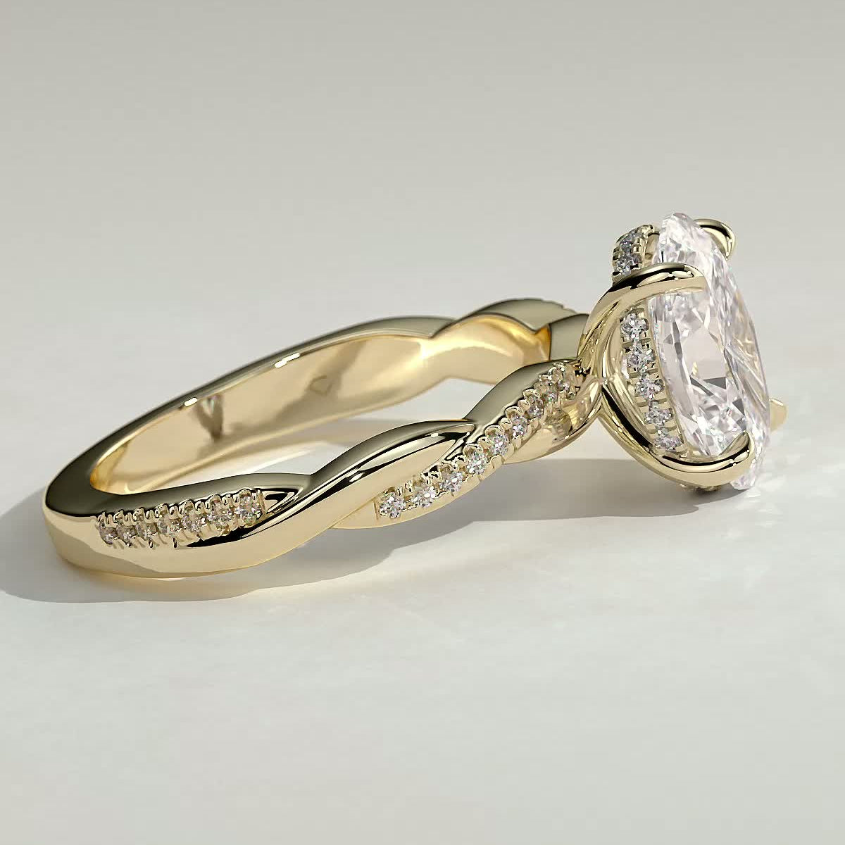 Oval Twisted Pave Lab Grown Diamond Engagement Ring