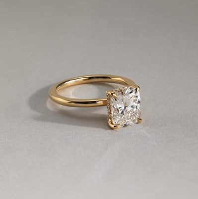 Elongated Cushion Hidden Halo Lab Grown Diamond Engagement Ring